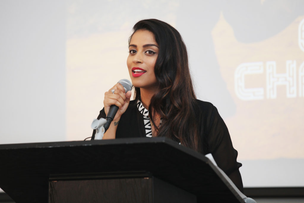 Lilly Singh speaks at Room To Read 2018 International Day Of The Girl Benefit at One Kearny Club on October 11, 2018 in San Francisco, California.