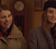 Kaitlyn Dever as lesbian student Amy and Beanie Feldstein as Molly in Booksmart.