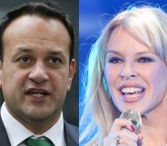 Leo Varadkar next to Kylie Minogue in a composite.