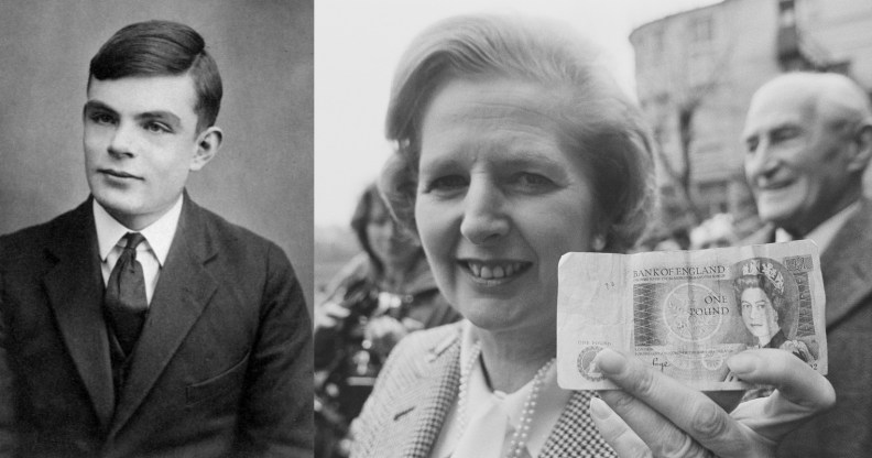 Gay codebreaker Alan Turing and former Prime Minister Margaret Thatcher