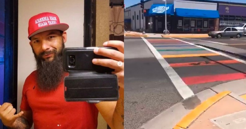 Anthony Morgan was arrested on suspicion of vandalising the Albuquerque rainbow crossing