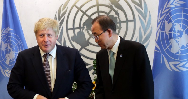 British Foreign Secretary Boris Johnson Meets With United Nations Secretary-General Ban Ki-Moon