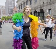 Elizabeth Warren LGBT rights record: Democratic Senator dancing at Boston Pride in 2018