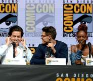 SAN DIEGO, CA - JULY 22: (L-R) Cole Sprouse, Casey Cott and Ashleigh Murray speak onstage at the "Riverdale" special video presentation and Q&A during Comic-Con International 2018 at San Diego Convention Center on July 22, 2018 in San Diego, California. (Photo by Kevin Winter/Getty Images)