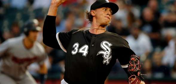 CHICAGO, IL - AUGUST 21: Michael Kopech #34 of the Chicago White Sox pitches against the Minnesota Twins during the first inning in his MLB debut game at Guaranteed Rate Field on August 21, 2018 in Chicago, Illinois. (Photo by Jon Durr/Getty Images)