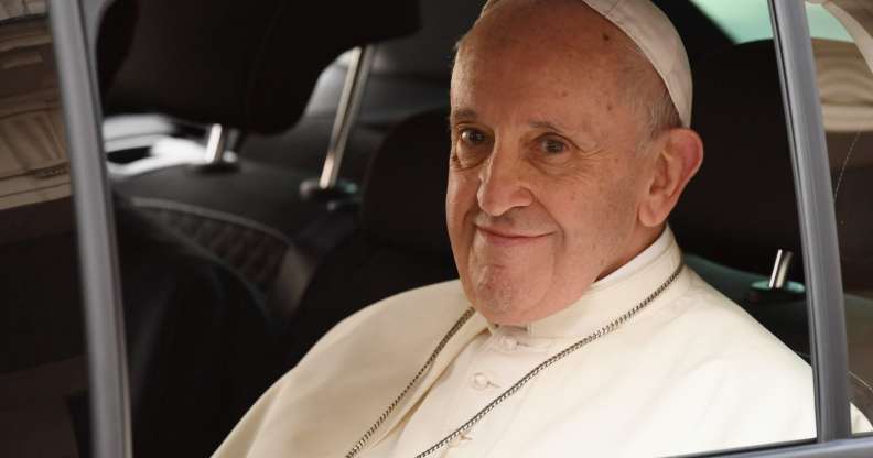 DUBLIN, IRELAND - AUGUST 25: Pope Francis leaves after meeting dignitaries at Dublin Castle on August 25, 2018 in Dublin, Ireland. Pope Francis is the 266th Catholic Pope and current sovereign of the Vatican. His visit, the first by a Pope since John Paul II's in 1979, is expected to attract hundreds of thousands of Catholics to a series of events in Dublin and Knock. During his visit he will have private meetings with victims of sexual abuse by Catholic clergy. (Photo by Jeff J Mitchell/Getty Images)