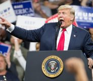 JOHNSON CITY, TN - OCTOBER 01: President Donald Trump speaks to the crowd during a campaign rally at Freedom Hall on October 1, 2018 in Johnson City, Tennessee. President Trump held the rally to support Republican senate candidate Marsha Blackburn. (Photo by Sean Rayford/Getty Images)