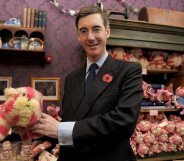 LONDON, ENGLAND - NOVEMBER 03: (EXCLUSIVE COVERAGE) Jacob Rees-Mogg visits the new Bagpuss Pop-up Shop at Whitelys Shopping Centre on November 3, 2011 in London, England. (Photo by Ben Pruchnie/Getty Images)