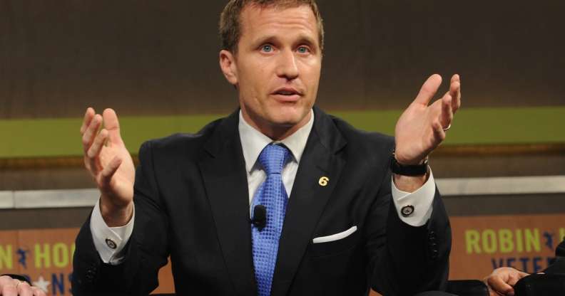 NEW YORK, NY - MAY 07: Eric Greitens Founder and CEO, The Mission Continues speaks at the Robin Hood Veterans Summit at Intrepid Sea-Air-Space Museum on May 7, 2012 in New York City. (Photo by Craig Barritt/Getty Images for The Robin Hood Foundation)