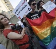 Lebanese LGBT people rally in Beirut in 2013