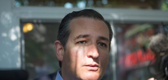 DES MOINES, IA - AUGUST 21: Republican presidential candidate Sen. Ted Cruz (R-TX) is interviewed at the Iowa State Fair on August 21, 2015 in Des Moines, Iowa. Presidential candidates have a tradition of speaking to and greeting guests at the fair which runs until August 23. (Photo by Scott Olson/Getty Images)