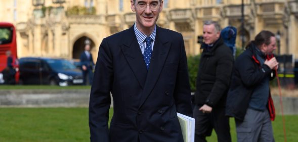 LONDON, ENGLAND - MARCH 16: Jacob Rees-Mogg is interviewed in Westminister after British Chancellor of the Exchequer, George Osborne reveals the 2016 budget statement on March 16, 2016 in London, England. Today's budget will set the expenditure of the public sector for the year beginning on April 1st 2016 against the revenues gathered by HM Treasury. (Photo by Ben Pruchnie/Getty Images)