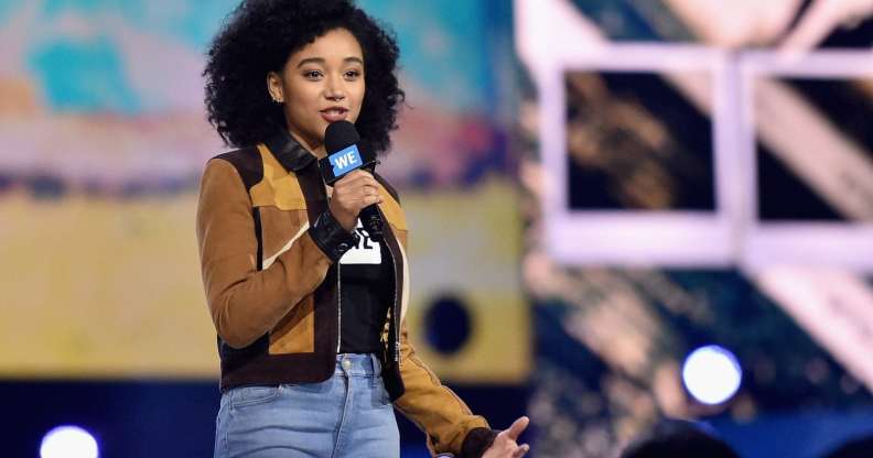 INGLEWOOD, CA - APRIL 07: Actress Amandla Stenberg speaks onstage at WE Day California 2016 at The Forum on April 7, 2016 in Inglewood, California. (Photo by Mike Windle/Getty Images for WE Day )