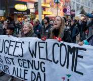 Austrian citizens and asylum seekers march during a pro-refugee protest called "Let them stay" in Vienna, Austria on November 26, 2016. Austria will hold the postponed second round of the presidential elections on December 4, 2016. / AFP / JOE KLAMAR (Photo credit should read JOE KLAMAR/AFP/Getty Images)