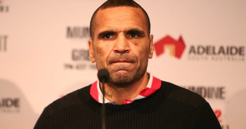 ADELAIDE, AUSTRALIA - FEBRUARY 01: Anthony Mundine speaks to media during the official press conference on February 1, 2017 in Adelaide, Australia. (Photo by Morne de Klerk/Getty Images)