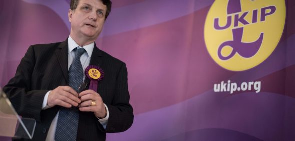 UKIP (UK Independence Party) Brexit spokesman and Member of the European Parliament for London (MEP), Gerard Batten, addresses members of the media at the party's by-election campaign headquarters in Stoke-on-Trent, central England on February 13, 2017. UKIP Leader Paul Nuttall is standing as the party's canditate in the forthcoming by-election for the seat of Stoke-on-Trent Central, which has been held by the Labour Party since 1950. / AFP / Oli SCARFF (Photo credit should read OLI SCARFF/AFP/Getty Images)