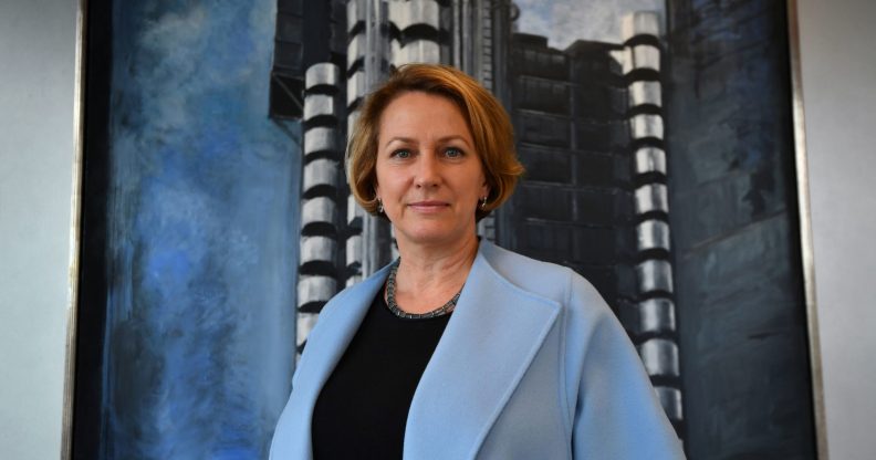 Lloyds of London Chief Executive Officer, Inga Beale poses for a photograph in her office in the City of London on March 30, 2017, following an interview with AFP. Lloyd's of London will open a Brussels subsidiary in early 2019, the historic insurance market said Thursday, the first company to respond to Britain's decision to trigger Brexit. Lloyd's, which employs 700 people in the British capital, will start work at the Brussels office from January 1, 2019. / AFP PHOTO / BEN STANSALL (Photo credit should read BEN STANSALL/AFP/Getty Images)