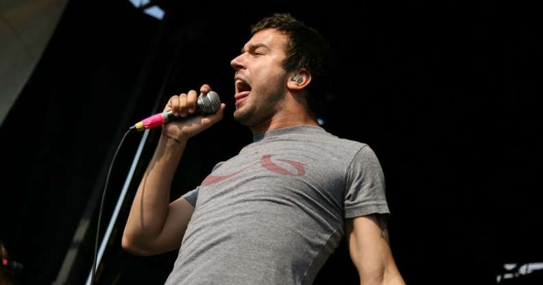 CAMDEN, NJ - JULY 25: Singer Max Bemis of Say Anything performs at the Vans Warped Tour on July 25, 2008 in Camden, New Jersey. (Photo by Bryan Bedder/Getty Images)