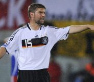 Germany's midfielder Thomas Hitzlsperger shouts during the World Cup 2010 qualifying match Liechtenstein vs Germany in Vaduz, Liechtenstein on September 6, 2008.AFP PHOTO DDP / OLIVER LANG (Photo credit should read OLIVER LANG/AFP/Getty Images)