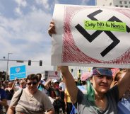 BOSTON, MA - AUGUST 19: Thousands of protesters march in Boston against a planned 'Free Speech Rally' just one week after the violent 'Unite the Right' rally in Virginia left one woman dead and dozens more injured on August 19, 2017 in Boston, United States. Although the rally organizers stress that they are not associated with any alt-right or white supremacist groups, the city of Boston and Police Commissioner William Evans are preparing for possible confrontations at the afternoon rally. (Photo by Spencer Platt/Getty Images)