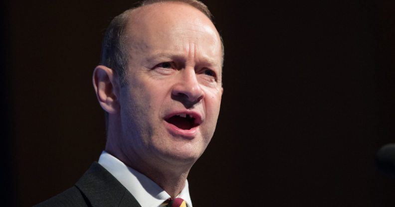 TORQUAY, ENGLAND - SEPTEMBER 30: Newly elected UKIP leader Henry Bolton makes his leader's speech at their autumn conference being held at the Riviera International Centre on September 30, 2017 in Torquay, England. Bolton is the UKIP party's fourth leader in just over a year. (Photo by Matt Cardy/Getty Images)