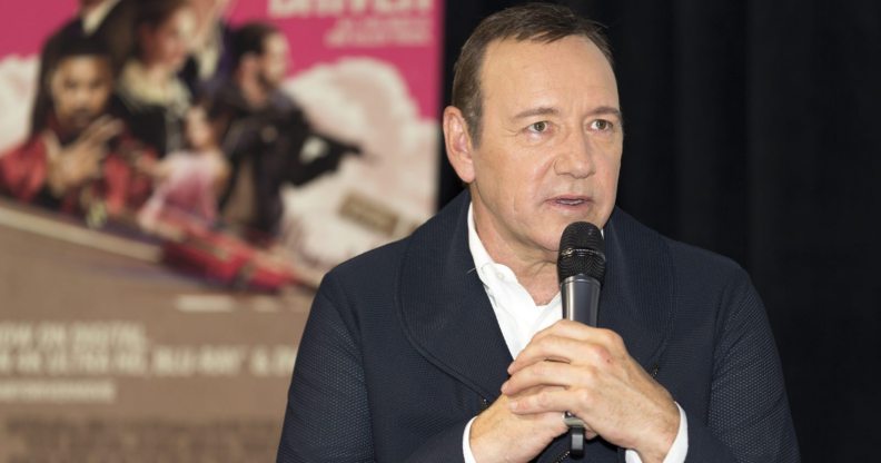 LOS ANGELES, CA - OCTOBER 04: Actor/producer Kevin Spacey speaks on stage at the Cars, Arts & Beats: A Night Out With 'Baby Driver' event at the Petersen Automotive Museum on October 4, 2017 in Los Angeles, California. (Photo by Rochelle Brodin/Getty Images for Sony Pictures Home Entertainment)