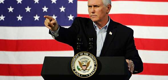 ABINGDON, VA - OCTOBER 14: U.S. Vice President Mike Pence speaks during a campaign rally for gubernatorial candidate Ed Gillespie, R-VA, at the Washington County Fairgrounds on October 14, 2017 in Abingdon, Virginia. Virginia voters head to the polls on Nov. 7. (Photo by Sara D. Davis/Getty Images)