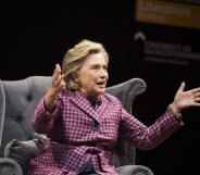 CHELTENHAM, ENGLAND - OCTOBER 15: Hillary Clinton is interviewed by Mariella Frostrup (not pictured) at the Cheltenham Literature Festival on October 15, 2017 in Cheltenham, England. The former US secretary of state and 2016 American presidential candidate yesterday received an honorary doctorate from Swansea University. She is also visiting the UK to promote her new book "What Happened". (Photo by Matthew Horwood/Getty Images)