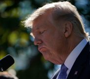 US President Donald Trump talks during a joint press conference with Greece's Prime Minister in the Rose Garden of the White House in Washington, DC, on October 17, 2017. / AFP PHOTO / Mandel NGAN (Photo credit should read MANDEL NGAN/AFP/Getty Images)