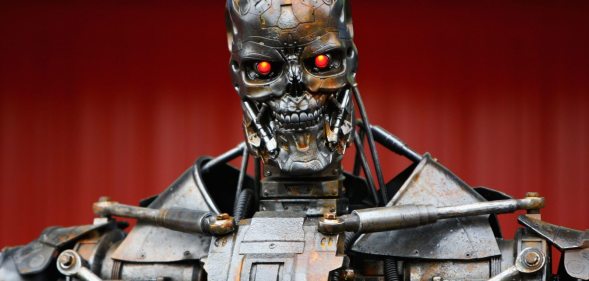 BARCELONA, SPAIN - MAY 09: The Terminator robot is seen in the paddock following qualifying for the Spanish Formula One Grand Prix at the Circuit de Catalunya on May 9, 2009 in Barcelona, Spain. (Photo by Paul Gilham/Getty Images)