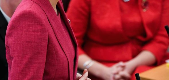 EDINBURGH, SCOTLAND - NOVEMBER 07: First Minister Nicola Sturgeon, makes a formal apology to gay men at the Scottish Parliament on November 7, 2017 in Edinburgh, Scotland. The statement coincided with a new legislation that will automatically pardon gay and bisexual men convicted under historical laws. (Photo by Jeff J Mitchell/Getty Images)