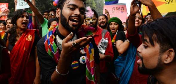 An LGBT pride parade in New Delhi on November 12, 2017. (SAJJAD HUSSAIN/AFP/Getty Images)