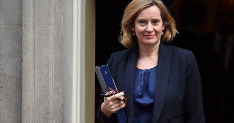 Britain's Home Secretary Amber Rudd leaves 10 Downing Street after a pre-budget meeting of the cabinet in London, on November 22, 2017. Britain's Chancellor of the Exchequer Philip Hammond will present the government's annual Autumn budget to Parliament later on November 22. / AFP PHOTO / Ben STANSALL (Photo credit should read BEN STANSALL/AFP/Getty Images)