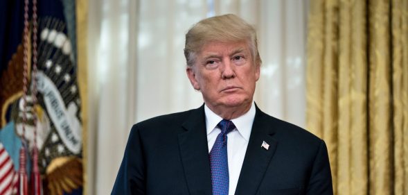 US President Donald Trump stands in the Oval Office of the White House November 27, 2017 in Washington, DC. / AFP PHOTO / Brendan Smialowski (Photo credit should read BRENDAN SMIALOWSKI/AFP/Getty Images)