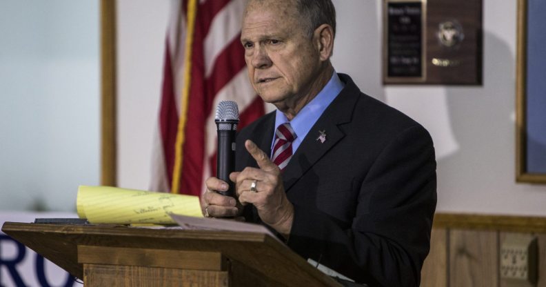 HENAGAR, AL - NOVEMBER 27: Judge Roy Moore holds a campaign rally on November 27, 2017 in Henagar, Alabama. Over 100 supporters turned out to the event packing the Henagar Event Center. (Photo by Joe Buglewicz/Getty Images)