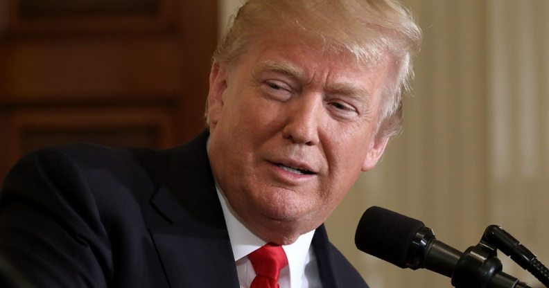 WASHINGTON, DC - JANUARY 10: U.S. President Donald Trump answers reporters' questions during a news conference with Prime Minister Erna Solberg of Norway in the East Room of the White House January 10, 2018 in Washington, DC. Before the news conference, the two leaders discussed economic security, trade, and their cooperation in the ongoing fight against Islamic State militants. (Photo by Chip Somodevilla/Getty Images)