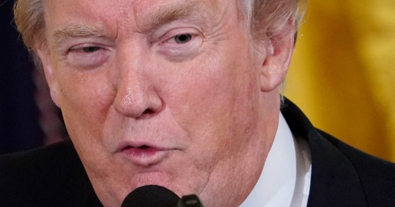 US President Donald Trump speaks during a working session with mayors in the East Room of the White House on January 24, 2018 in Washington, DC. / AFP PHOTO / Mandel NGAN (Photo credit should read MANDEL NGAN/AFP/Getty Images)