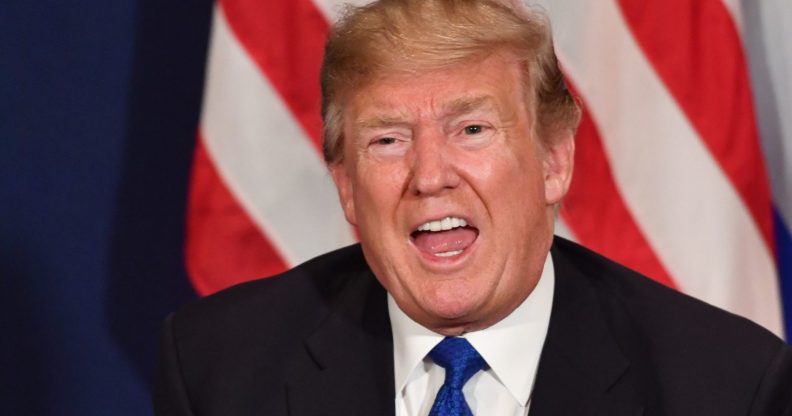 US President Donald Trump speaks during a bilateral meeting with Israel's Prime Minister on the sidelines of the World Economic Forum (WEF) annual meeting in Davos, eastern Switzerland, on January 25, 2018. / AFP PHOTO / Nicholas Kamm (Photo credit should read NICHOLAS KAMM/AFP/Getty Images)