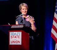 NEW YORK, NY - JANUARY 29: Cynthia Nixon speaks onstage during The People's State Of The Union at Town Hall on January 29, 2018 in New York City. (Photo by Roy Rochlin/Getty Images)