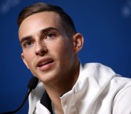 PYEONGCHANG-GUN, SOUTH KOREA - FEBRUARY 13: United States Figure Skater Adam Rippon speaks during a press conference at the Main Press Centre on February 13, 2018 in Pyeongchang-gun, South Korea. (Photo by Chris Graythen/Getty Images)