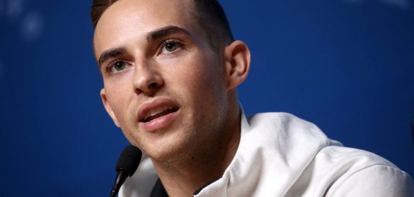 PYEONGCHANG-GUN, SOUTH KOREA - FEBRUARY 13: United States Figure Skater Adam Rippon speaks during a press conference at the Main Press Centre on February 13, 2018 in Pyeongchang-gun, South Korea. (Photo by Chris Graythen/Getty Images)