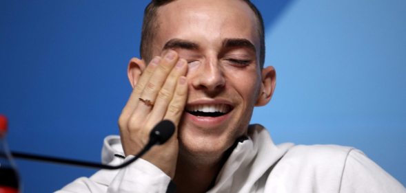 PYEONGCHANG-GUN, SOUTH KOREA - FEBRUARY 13: United States Figure Skater Adam Rippon speaks during a press conference at the Main Press Centre on February 13, 2018 in Pyeongchang-gun, South Korea. (Photo by Chris Graythen/Getty Images)