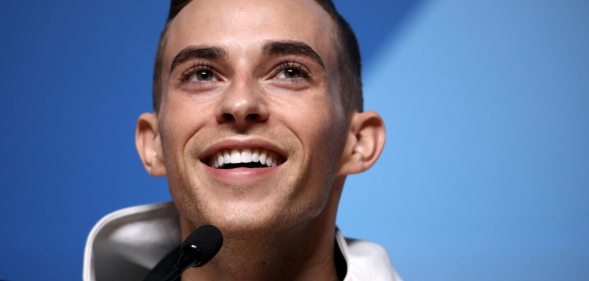 PYEONGCHANG-GUN, SOUTH KOREA - FEBRUARY 13: United States Figure Skater Adam Rippon speaks during a press conference at the Main Press Centre on February 13, 2018 in Pyeongchang-gun, South Korea. (Photo by Chris Graythen/Getty Images)