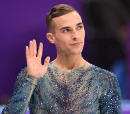 GANGNEUNG, SOUTH KOREA - FEBRUARY 17: Adam Rippon of the United States warms up before competing during the Men's Single Free Program on day eight of the PyeongChang 2018 Winter Olympic Games at Gangneung Ice Arena on February 17, 2018 in Gangneung, South Korea. (Photo by Harry How/Getty Images)