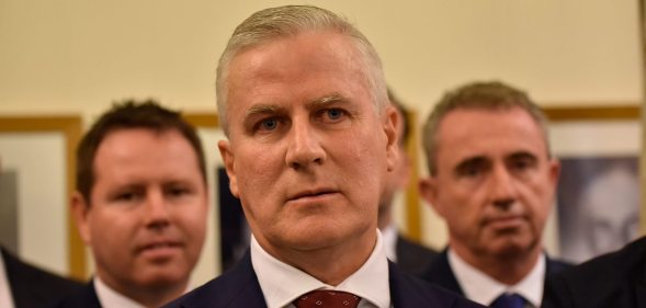 CANBERRA, AUSTRALIA - FEBRUARY 26: Michael McCormack is elected as the Leader of The Nationals, and will become the Deputy Prime Minister of Australia on February 26, 2018 in Canberra, Australia. Former National Party leader Barnaby Joyce resigned from the position last week after it was revealed he had separated from his wife and was expecting a child with his former media adviser Vikki Campion. (Photo by Michael Masters/Getty Images)