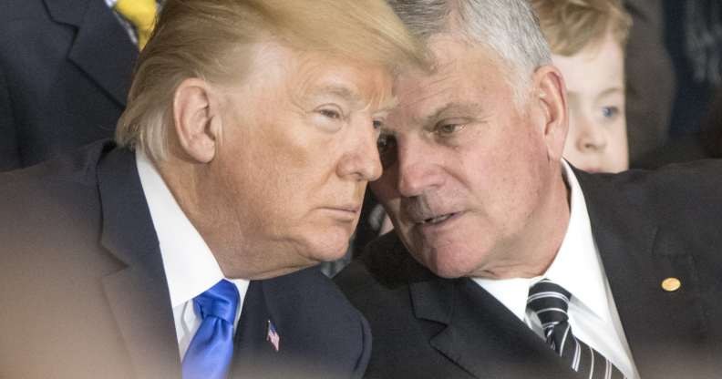 Franklin Graham talks with President Donald Trump