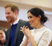 BELFAST, NORTHERN IRELAND - MARCH 23: Prince Harry and Meghan Markle during a visit to Catalyst Inc science park in Belfast where they met some of Northern Ireland's brightest young entrepreneurs on March 23, 2018 in Belfast, Nothern Ireland. (Photo by Niall Carson - Pool/Getty Images)