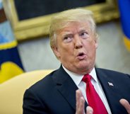 WASHINGTON, DC - MAY 17: (AFP OUT) U.S. President Donald Trump speaks while meeting with Jens Stoltenberg, secretary general of the North Atlantic Treaty Organization (NATO), not pictured, in the Oval Office of the White House May 17, 2018 in Washington, DC. The White House said the two leaders will be discussing the upcoming NATO Summit in July. (Photo by Andrew Harrer-Pool/Getty Images)