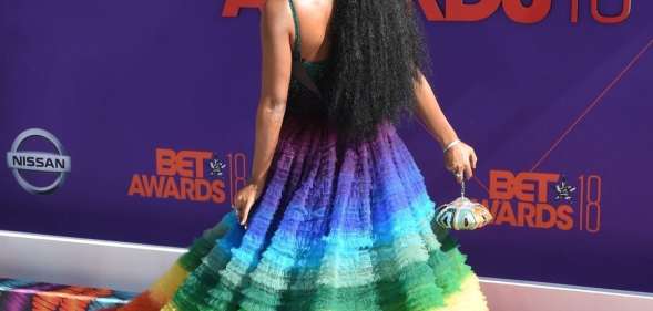 US singer-songwriter Janelle Monae poses upon arrival for the BET Awards at Microsoft Theatre in Los Angeles, California, on June 24, 2018. (Photo by Lisa O'CONNOR / AFP) (Photo credit should read LISA O'CONNOR/AFP/Getty Images)