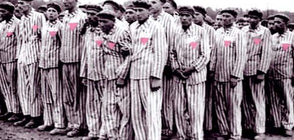 Pink triangle at concentration camp